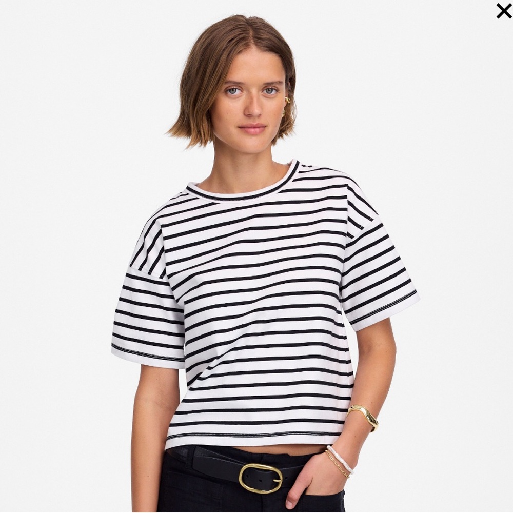 Madewell Everday Boxy crop tee in stripe
